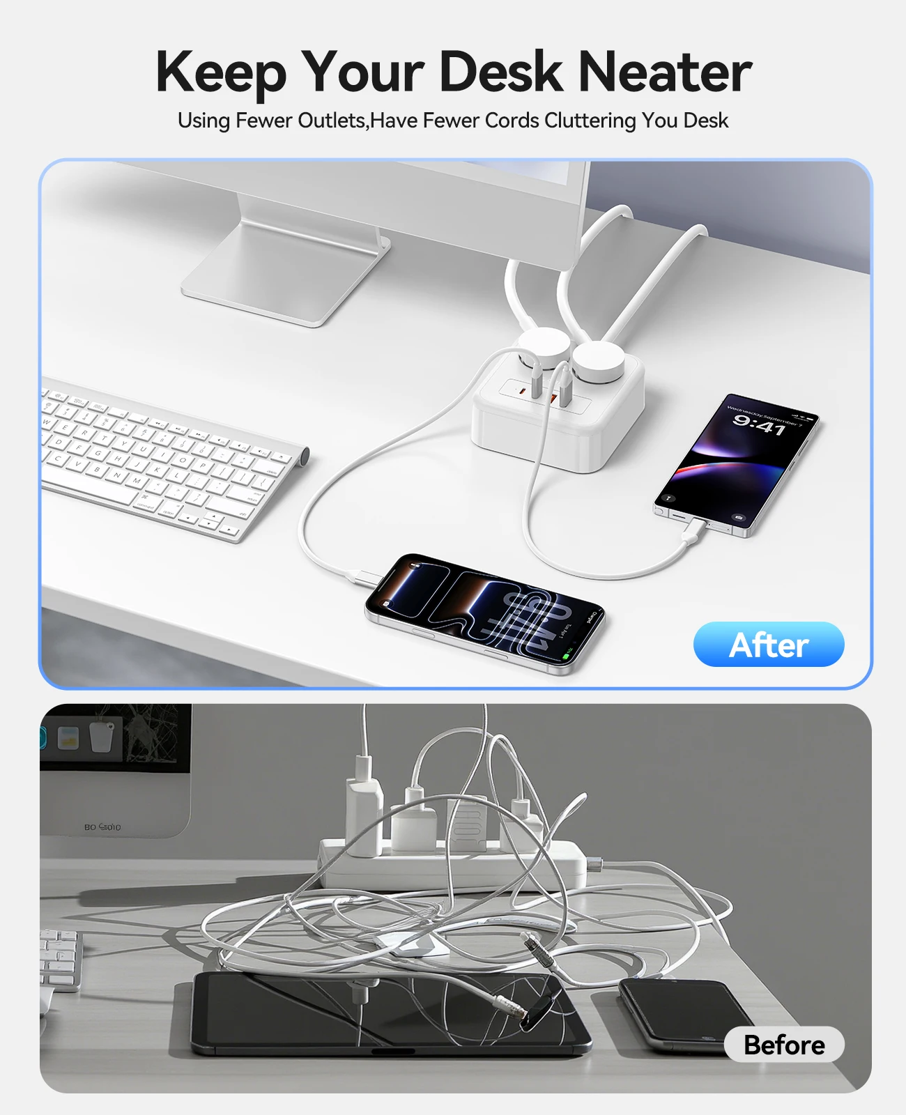 ORICO PD20W Desktop Charge Square Power Strip 3m Extension Cable Electrica Socket Charging Station For Phone Laptop