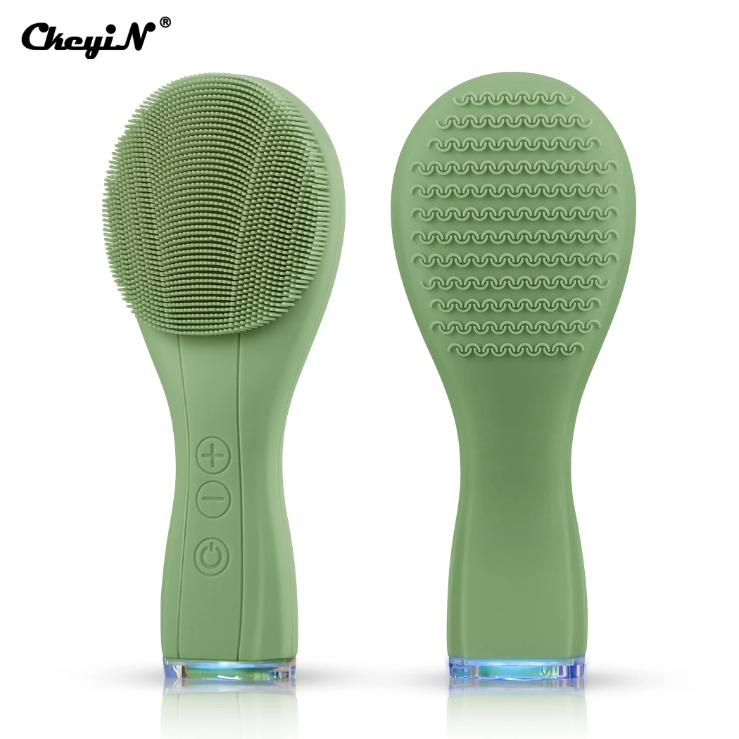 CkeyiN Electric Silicone Facial Brush Sonic Vibration Face Cleansing Brush Waterproof Acne Blackhead Remover Pore Cleaner 2 Side