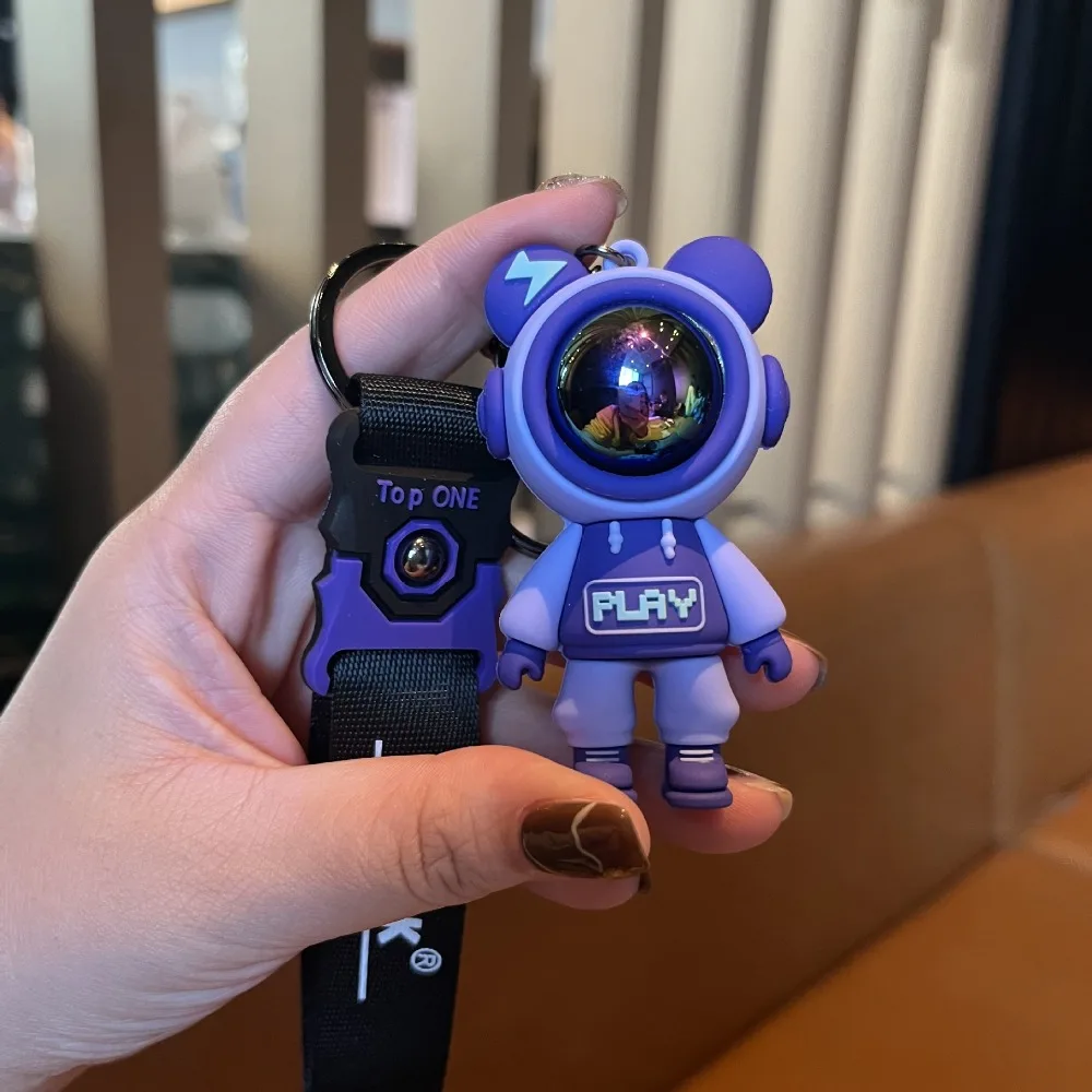 سلسلة مفاتيح دمية دب برق كرتوني ، رائد فضاء لطيف ، قلادة حقيبة للأزواج ، حلقة مفاتيح السيارة ، سحر حقيبة إبداعية ، هدية