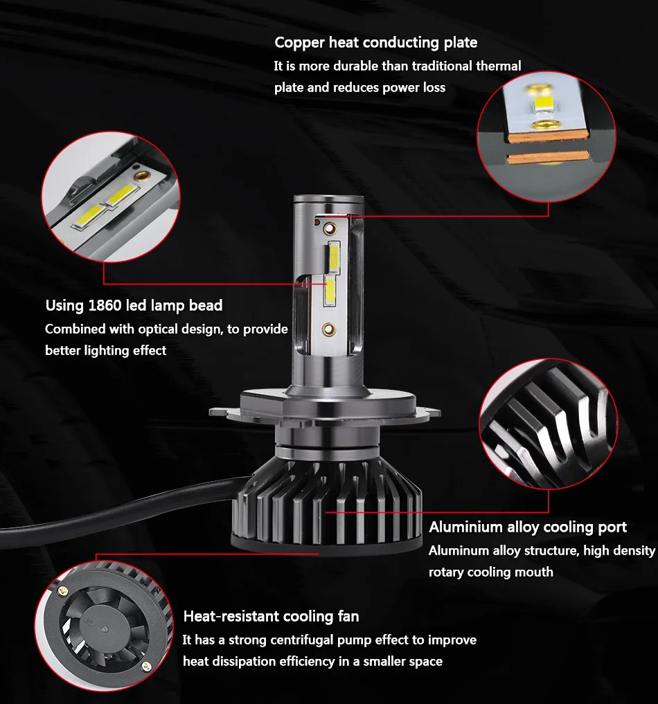 2 قطعة CSP رقاقة H4 H7 H11 H8 Led سيارة المصابيح الأمامية 9005 9006 H1 H3 9012 HB2 12V 22000lm ضوء الضباب مصباح 3000k 4300k 6000k 8000k