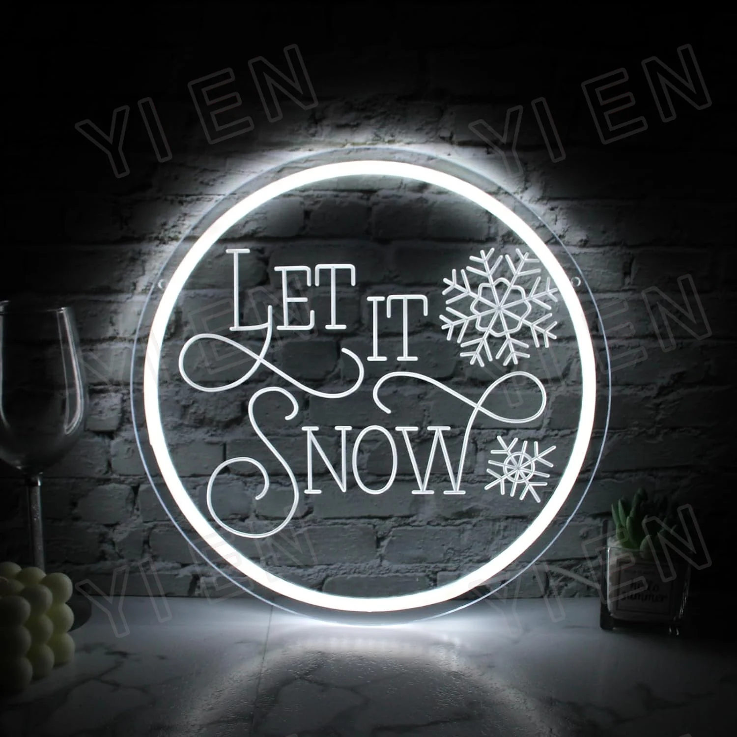 Letrero de neón 3D Let It Snow para decoración de habitación, lámpara de neón de Navidad, luz Led blanca de nieve para habitación de niños, regalo de Navidad para niños, colgante G