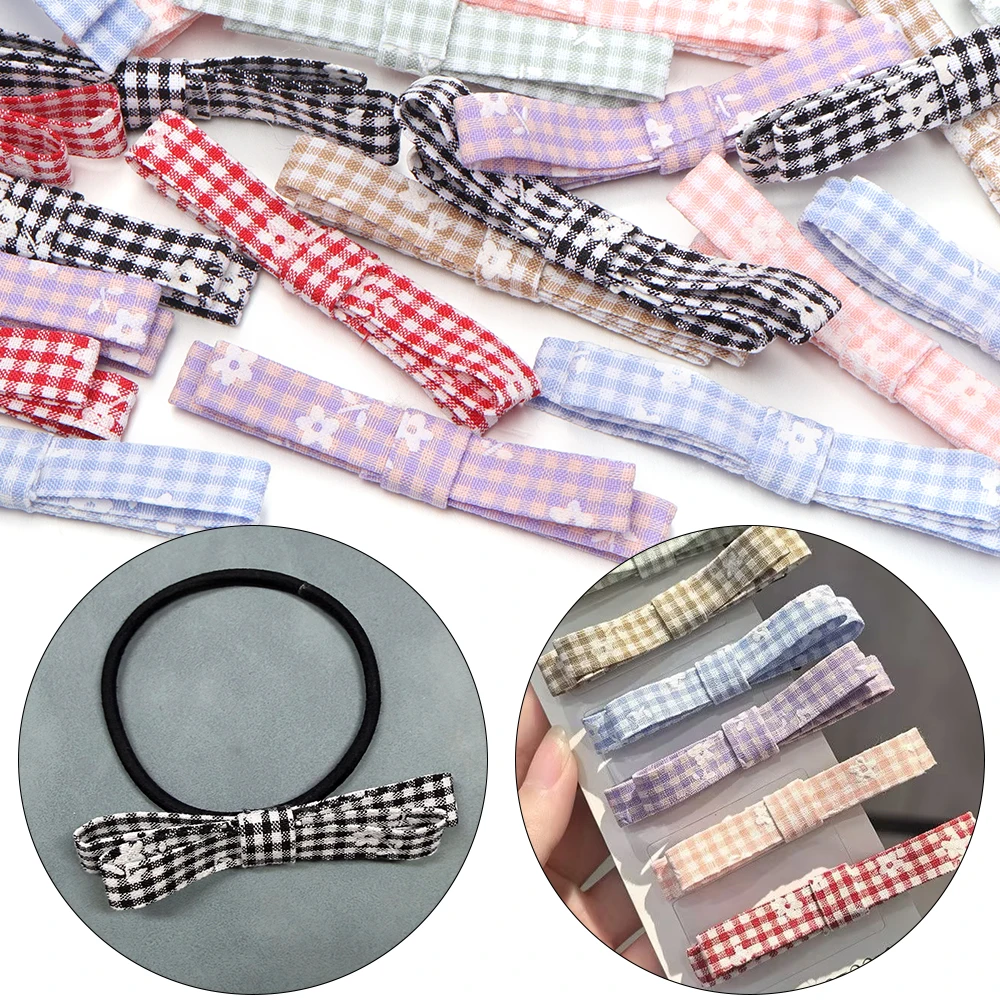 5 Stück/Set Polyester Blumenmuster Gerade Schleife Bunte Schleife DIY Mädchen Kinder Haarspange Haaraccessoires Näh- und Kleidungsdekoration – Detail 2