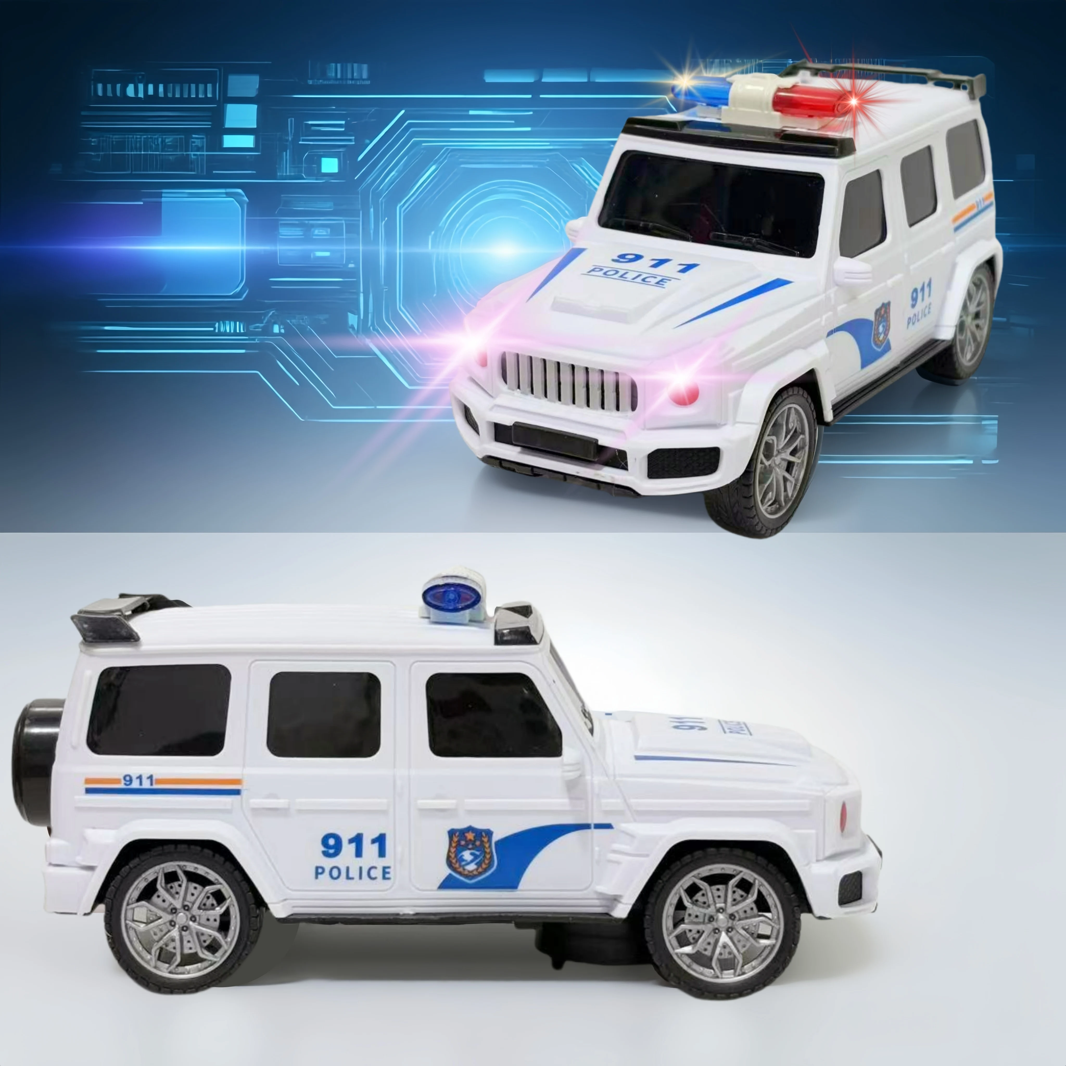 

Children's police car toys, electric toys/lights and music/suitable for 3-year-old children, safe ABS material, electric toy car