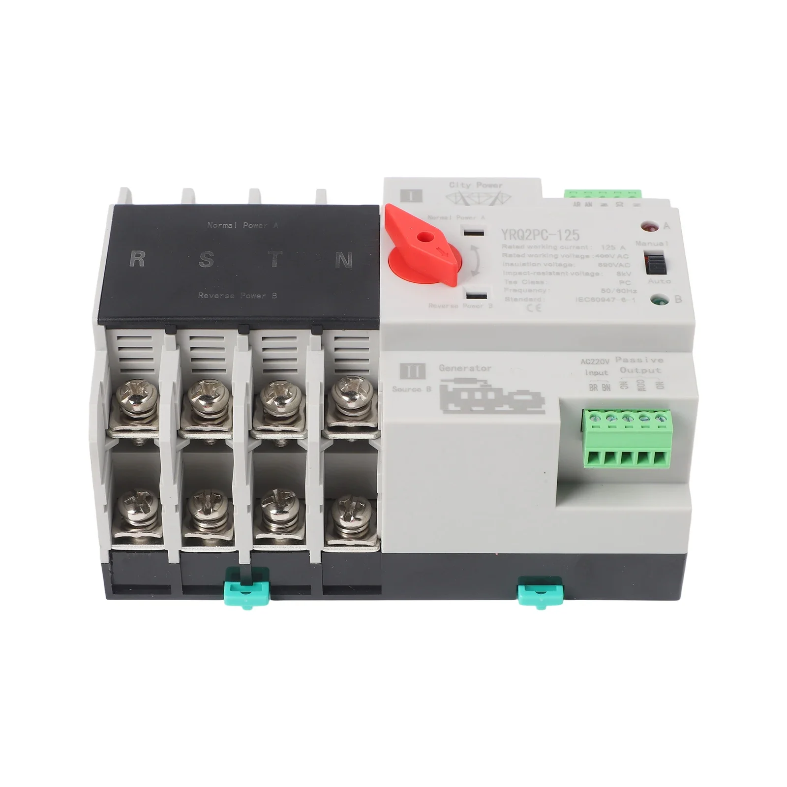1PC 2P 125A Dual Power Automatic Transfer Switch AC 220V 50/60Hz PC Grade Control Switch For Seamless Backup Power Supply