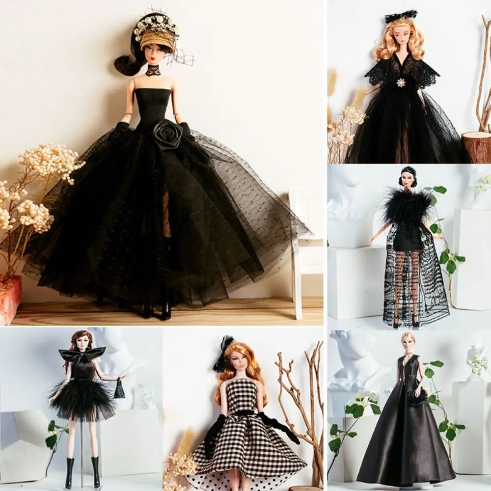 European Fashion Black Lace Dresses Luxury Exquisite Elegant Evening Dress 10 Styles Doll Clothes Suit