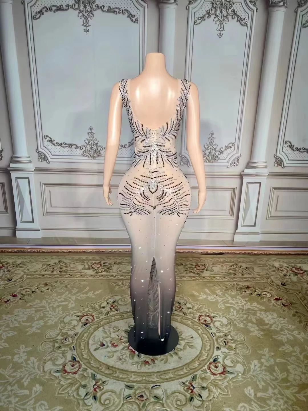 ZD Western V Neck Vestido de Noite com Lantejoulas Sexy Luxo Prom Vestido de Baile para Mulheres Vestido de Festa