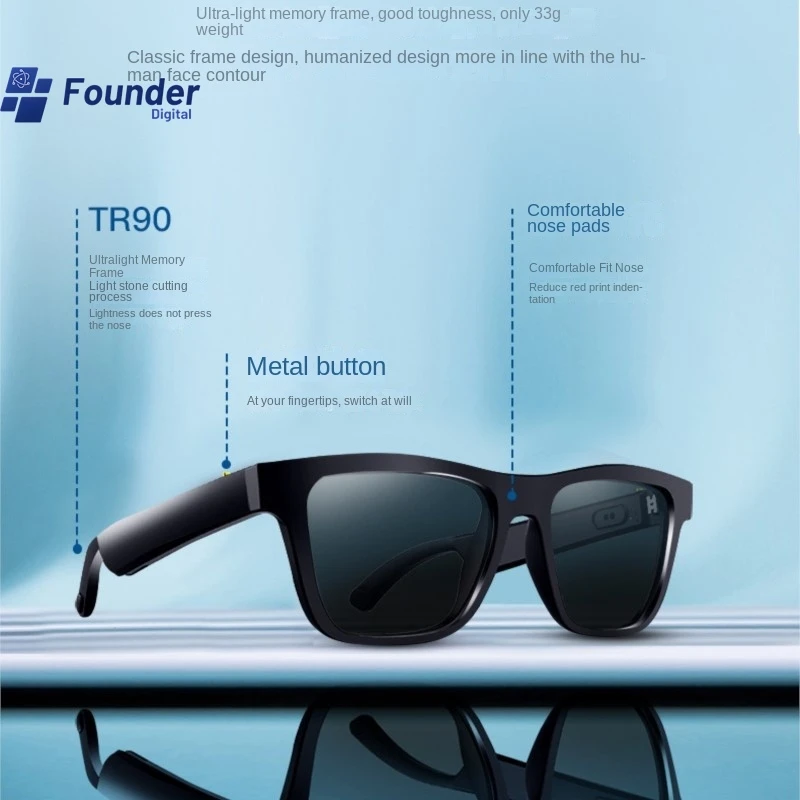 

3C Founder Bluetooth Audio Glasses Smart Glasses E10 Sunglasses With Black Technology For Calling Listening To Music Convenient