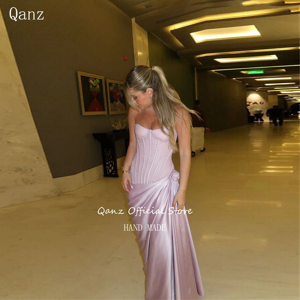 

Qanz Светло-зеленые вечерние платья русалки Милая расшитая блестками кружевные вечерние платья Женские халаты с открытой спиной De Soirée по индивидуальному заказу