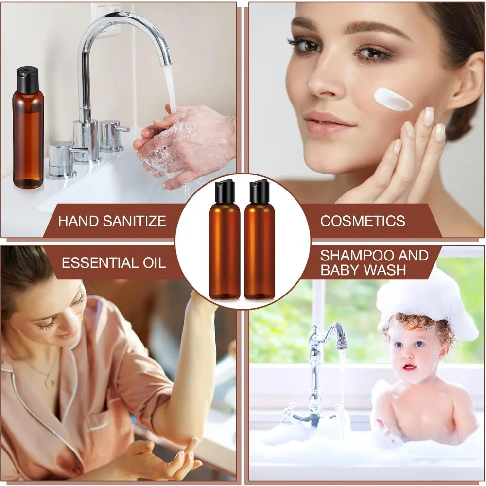 50 Stück Leere Flaschen, Plastik-Quetschflaschen mit Klappverschluss, Nachfüllbare Flaschen für Lotion, Flüssigseife, Conditioner, Cremes – Detail 5
