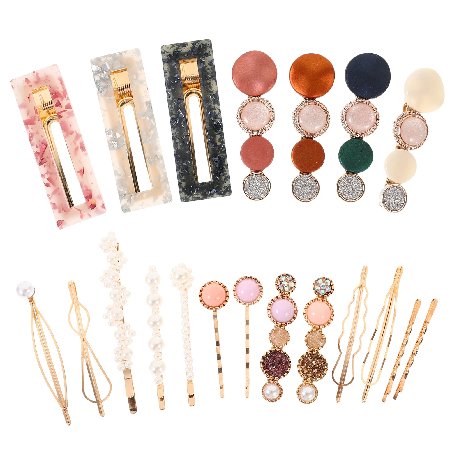 

20pcs 20 Pieces Clip Set Acetate Hair Clip For Women Sheet Thick Thin Hair Straight Curly Bobby Pins Accessories Women Party