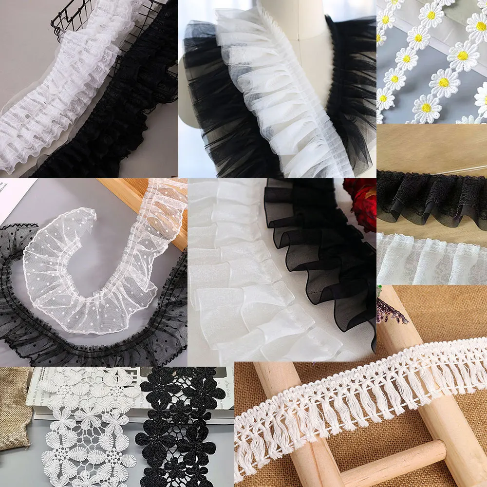 Wielostylowe Nowoczesne Haftowane Kwiatowe Tiulowe Koronki z Koronkową Taśmą do Szycia DIY, Falbanki, Aplikacje, Kołnierze, Frędzle, Dekoracje Ślubne