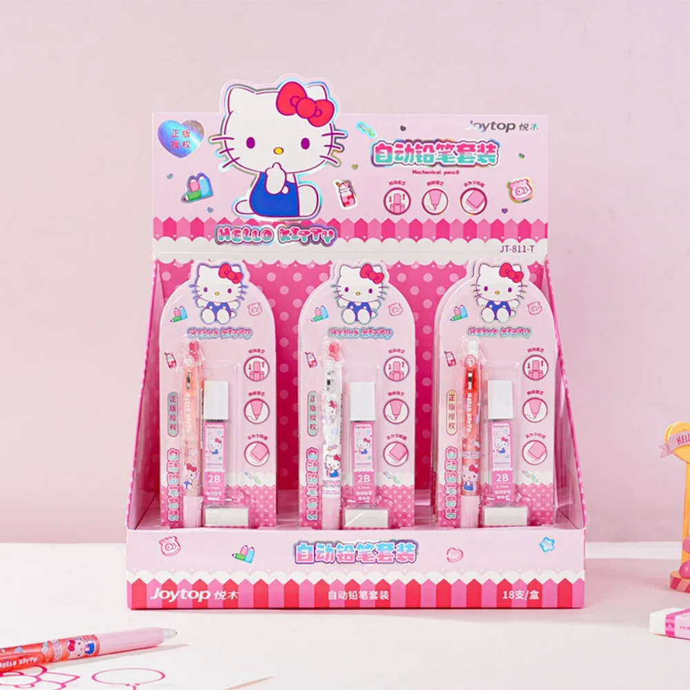 

Genuine Sanrio Hello Kitty Kuromi My Melody Mechanical Pencil Set with 2B Refills & Eraser Stationery for Women Students Gifts