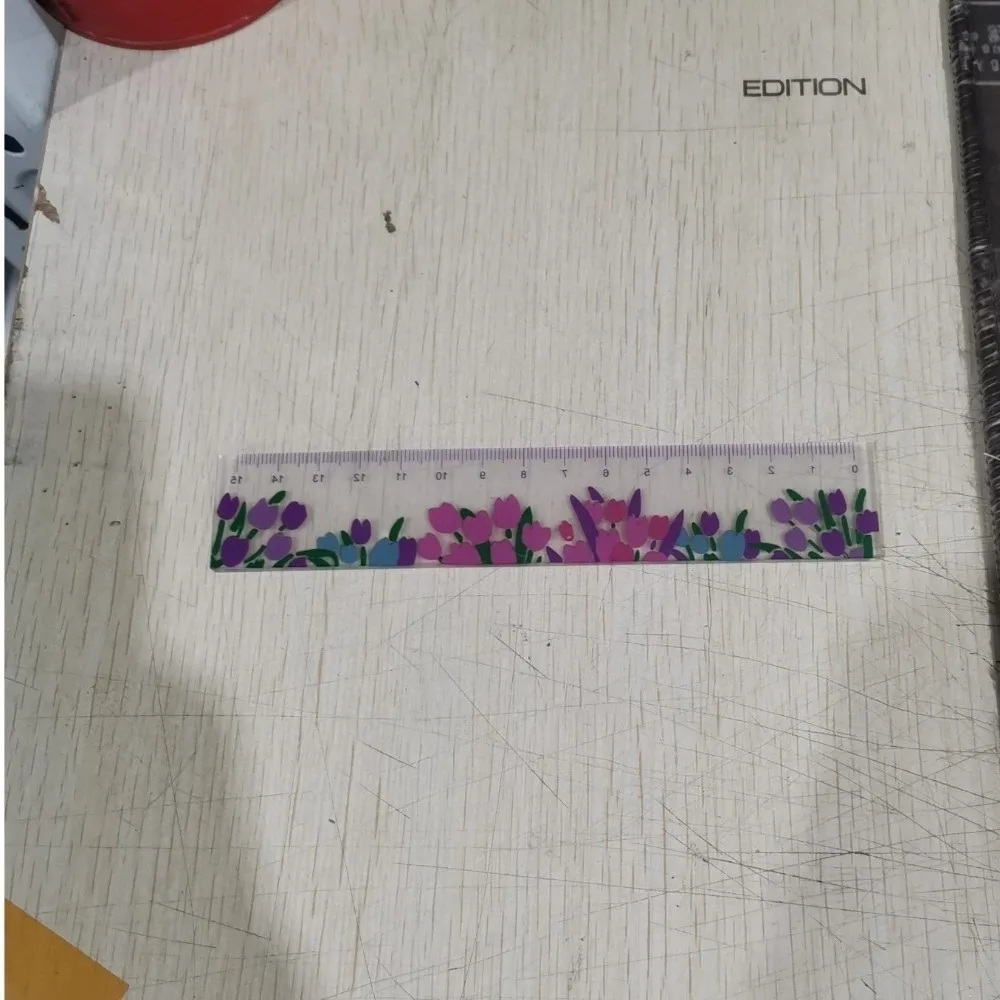 Creative Multifunction 15cm Straight Ruler Transparent Acrylic Math Drawing Ruler Tulip Double-duty Drafting Ruler Stationery