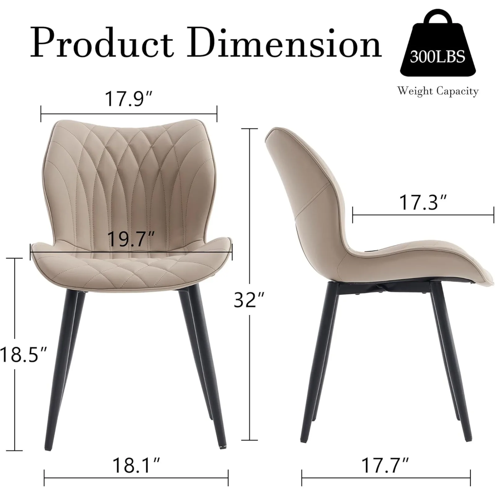 US-Kaki-Esszimmerstühle, 2er-Set, bequeme Esszimmerstühle aus gepolstertem Leder, Mid-Century Modern Kitchen