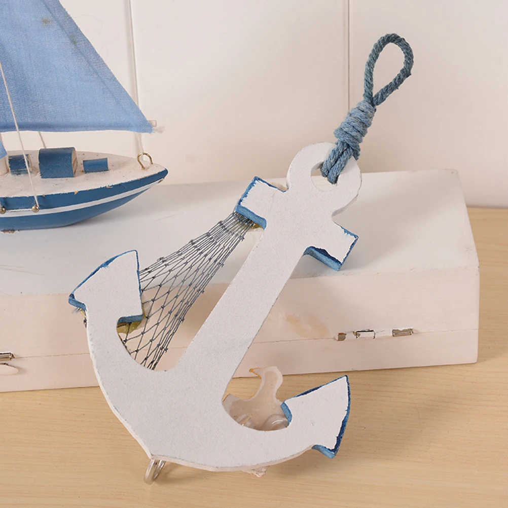 

Anchor Wall Hooks With Thermometer Nautical Decor Shells Net Design For Indoor Outdoor Home Bedroom Decoration Hanging Ornaments