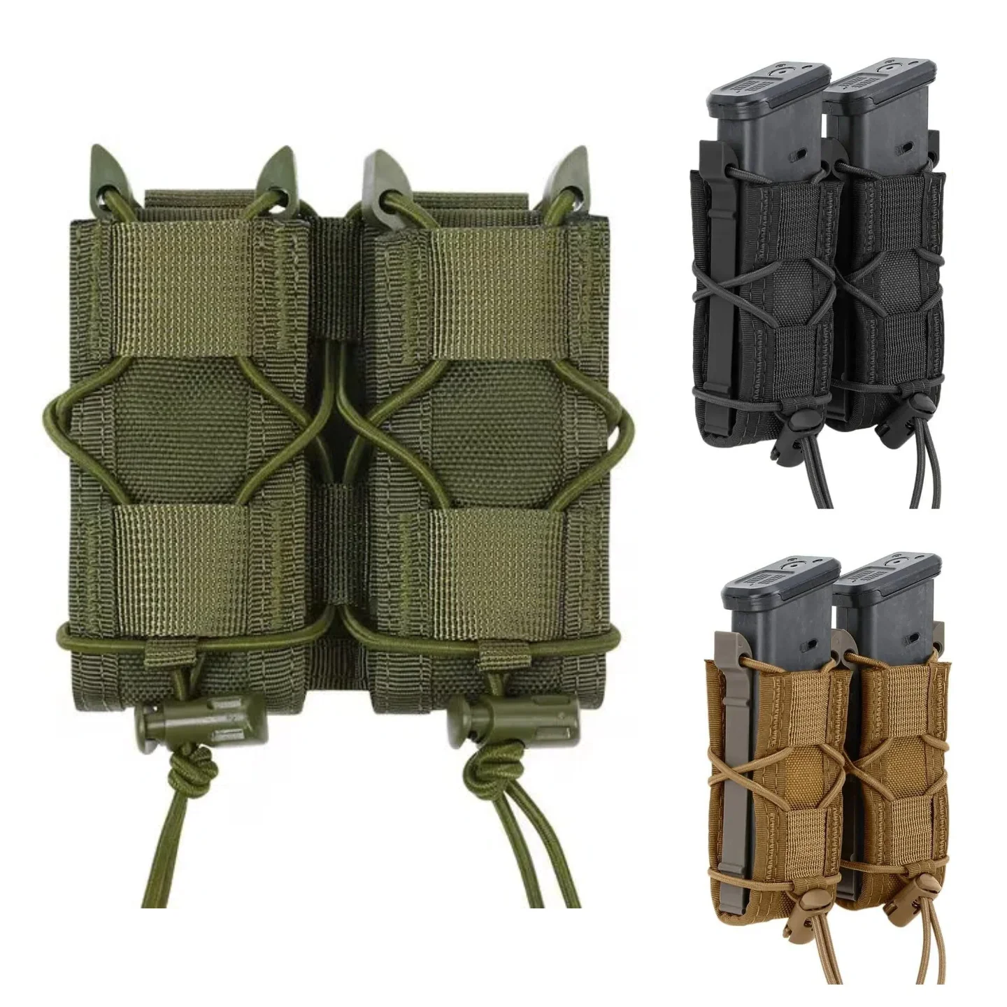 

1pc Molle Pistol Mag Pouch Single Double Stack Magazine for 9mm/.40 Calibers 45acp Glock S&W M&P, Sig 226/229, and so on