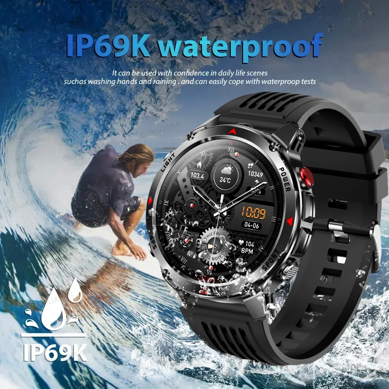 2025 nuevo militar al aire libre inteligente hombres HD 1,46 "AMOLED incorporado GPS brújula altímetro 10ATM impermeable BT llamada relojes inteligentes