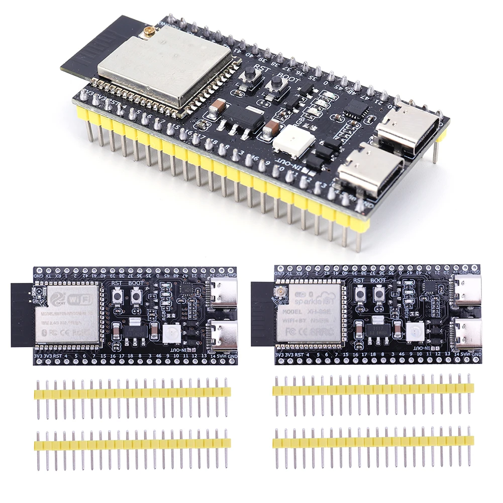 ESP32-S3-DevKitC-1 Bluetooth 2.4G Placa de Desenvolvimento de Módulo Wifi para Arduino 16MB FLASH 8MB PSRAM 44Pin Dual Type-C N8R2 N16R8