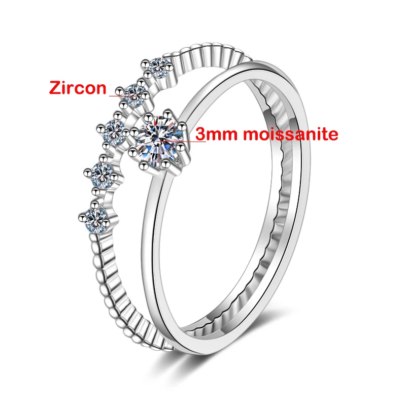 TFGLBU 3mm Moissanite Ring Set Silver 925 Brilliant Cut 0.1 Carat Diamond Test Past D Color Moissanites Rings Original Jewelry