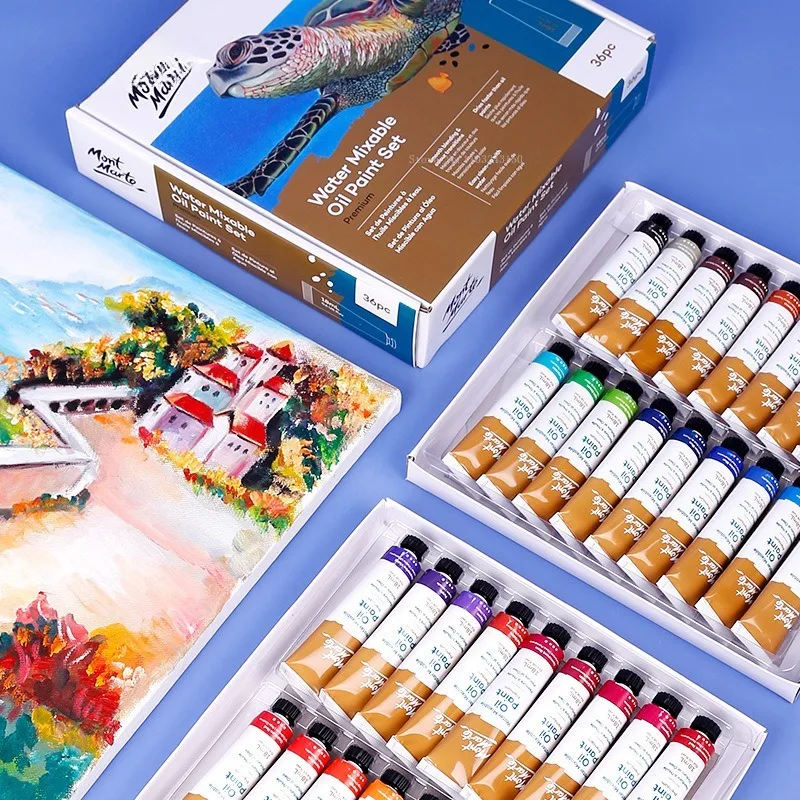 Conjunto De Tintas A Óleo Solúvel Em Água, Arte Suprimentos, Pintura De Viagem De Estudante, Pigmento De Óleo De Criação, Sem Fragrância, Portátil, 36 Cores, 18ml