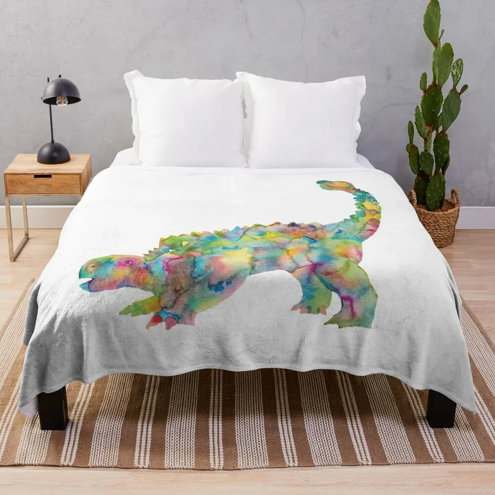 

Ankylosaurus dinosaur painting watercolour Throw Blanket Sleeping Bag For Sofa Thin Plush Blankets