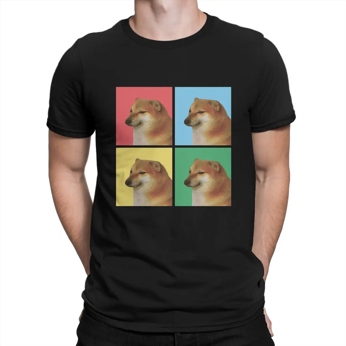 Men Cheems Doge Cover T Shirts  100% Cotton Tops Vintage Short Sleeve Crew Neck Tee Shirt Birthday Gift T-Shirt