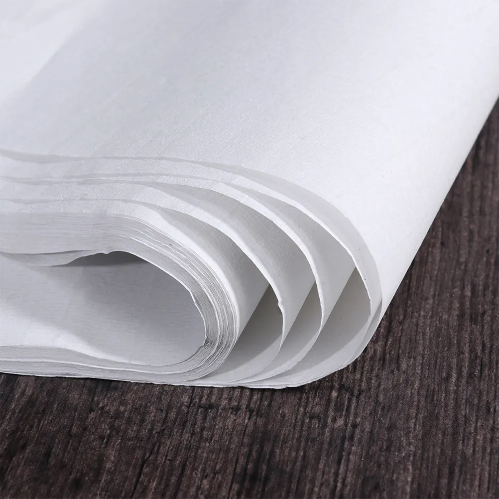 

100 Sheets A8 Size Xuan Paper Rice Paper for Chinese Calligraphy Brush Writing Sumi Ink Painting Practice Beginners Soft