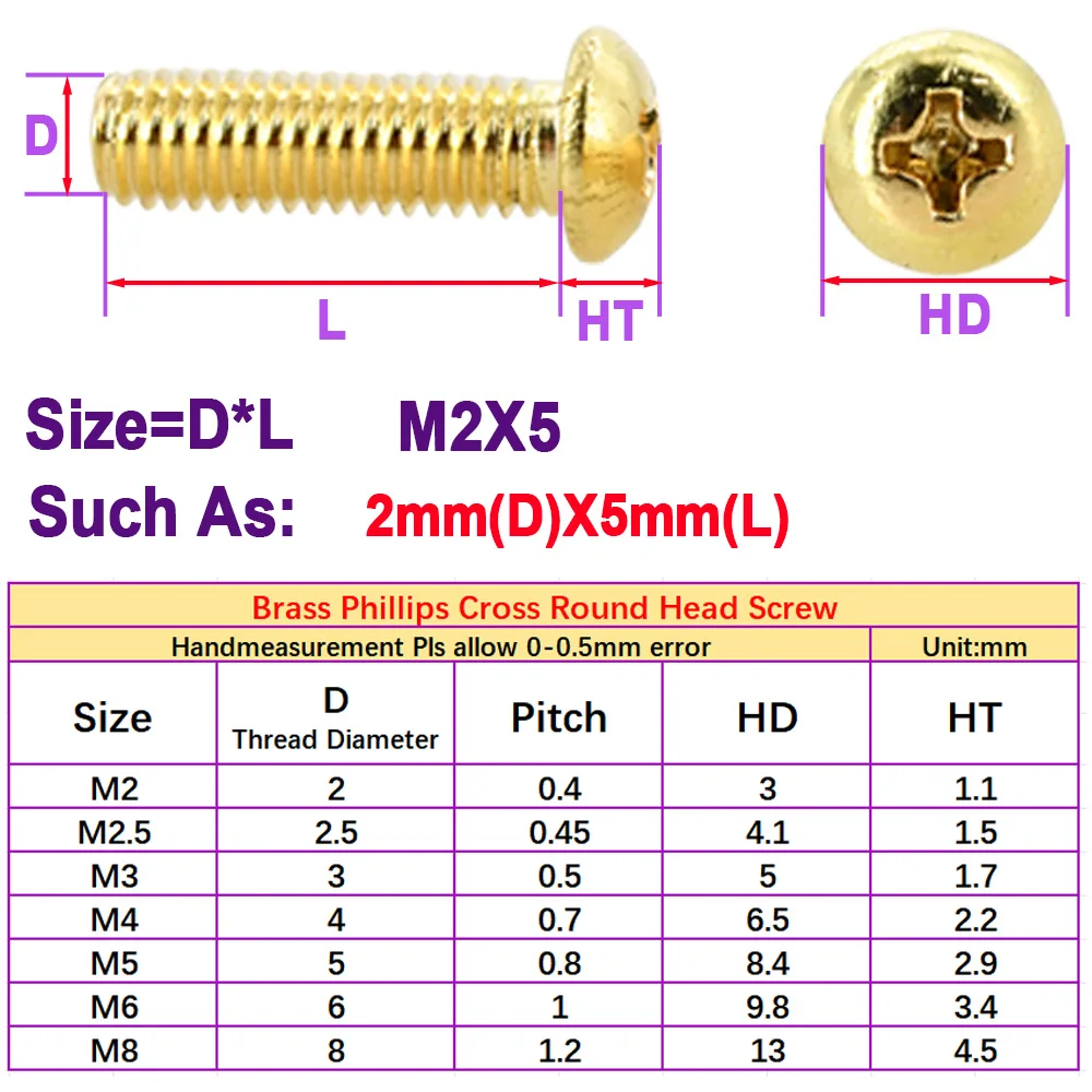 M2 M2.5 M3 M4 Ottone Hot Melt Inserto Filettato Dado Rame Phillips Croce Testa Rotonda Filettatura Vite Set Zigrinato Calore Dadi Bulloni Kit