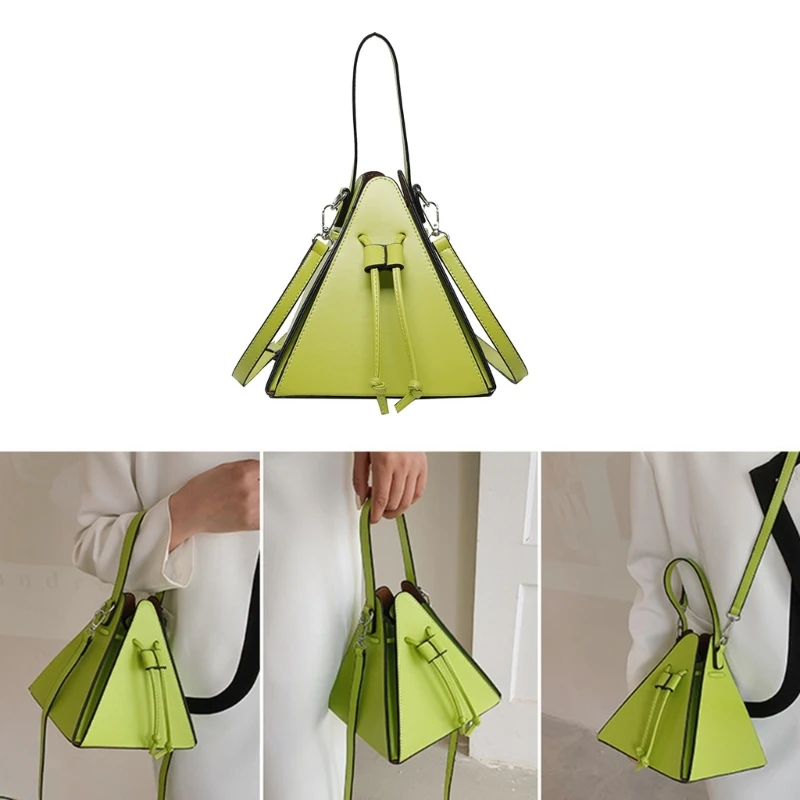 E74B Bolso triangular PU a bandoleras con bandolera, perfectos para salidas informales