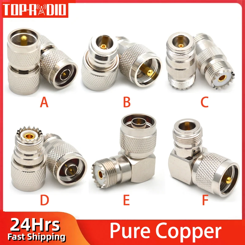 ذكر وأنثى UHF إلى N محول ، ذكر أنثى موصل ، SO239 ، PL259 إلى L16 ، SO-239 ، PL-259 إلى N نوع ، مستقيم الزاوية اليمنى ، النحاس النحاس المحورية ، 1 قطعة