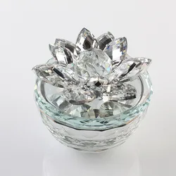 European-style Art Crystal Glass Lotus Jewelry Box Earrings Ring Box Jewelry Storage Box Home Decoration Accessories Crafts