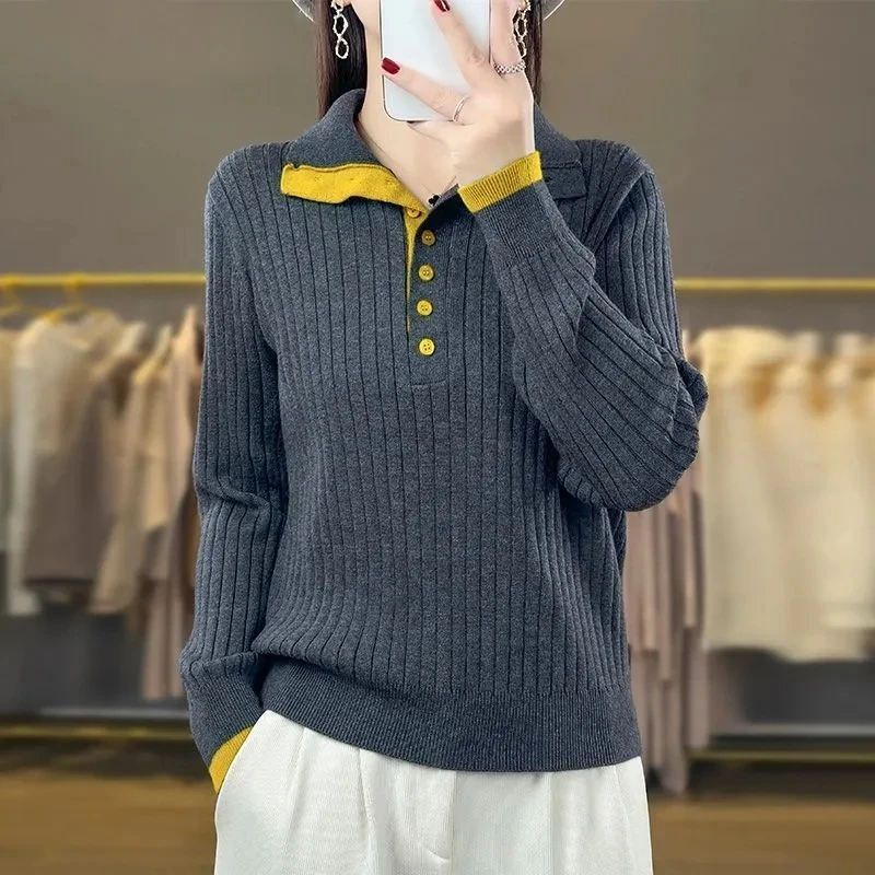 New Autumn Winter Women knitte Sweater Pullover Stand Collar Long-sleeved Knitted Jumper Wool Bottoming Shirt Female Casual Tops