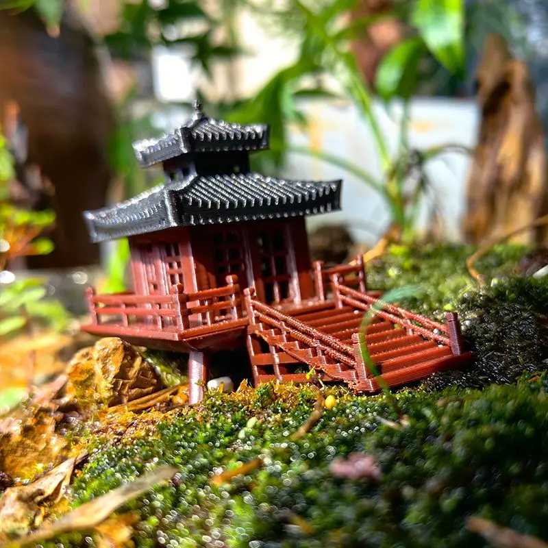 

Chinese Style Ancient Architectural Model 3D Printing Ornament Micro Landscapes Bonsai Study Landscape Design Small House ZE514