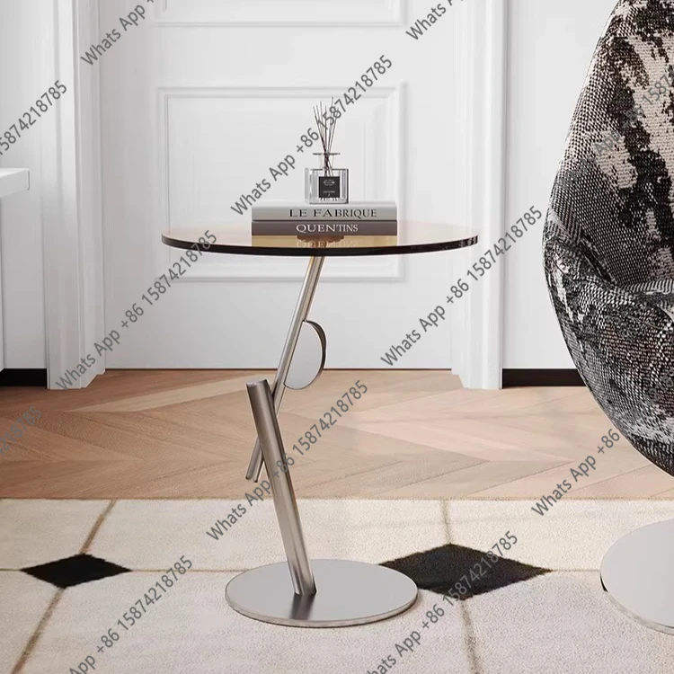 Design side few Modern simple living room Home glass Stainless steel sofa side few