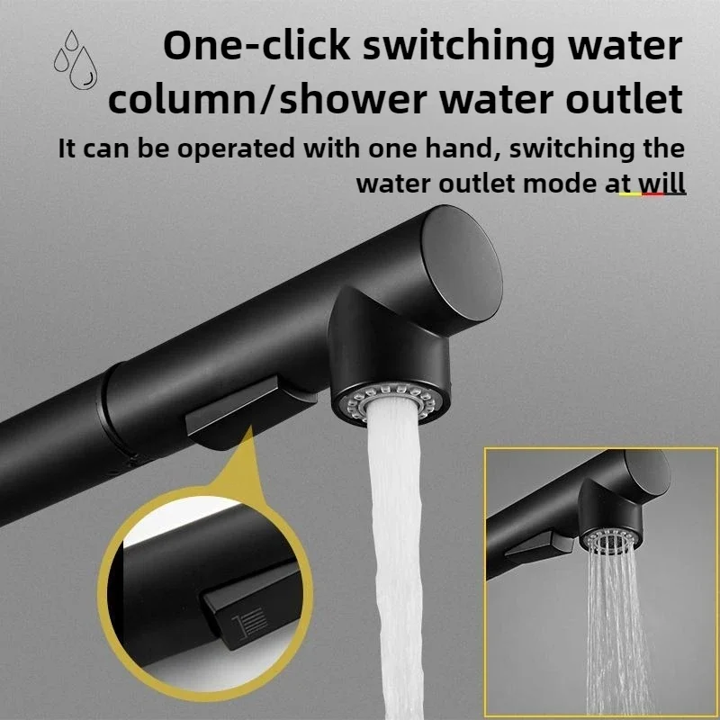 Excellent Anti-splash Stainless Steel Basin Water Tap Seven-character Kitchen Pull-out Hot and Cold Water Tap Can Pull Two Modes