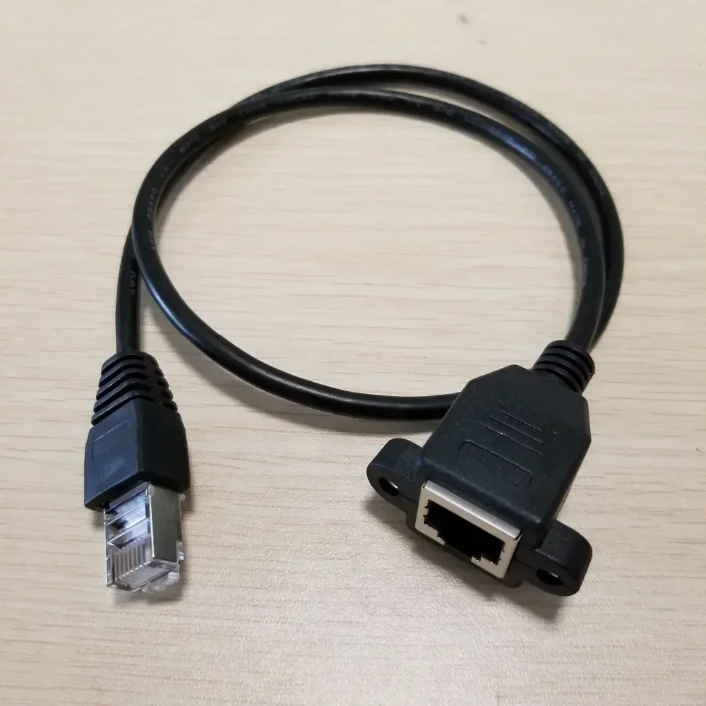 10pcs/lot Rj45 Male to Female Screw Panel Mount Ethernet LAN Network Extension Cable with screws 60cm