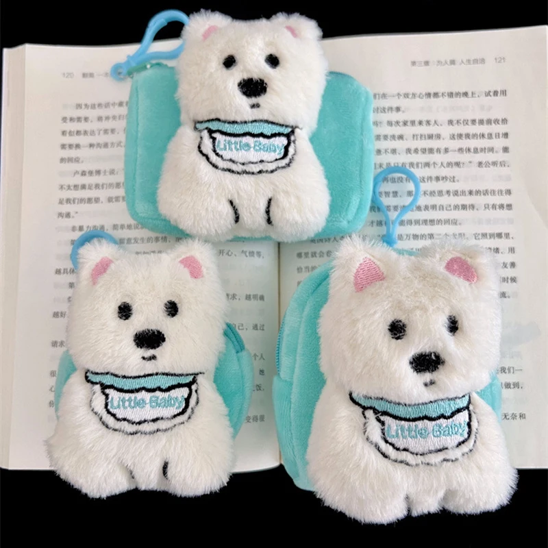 Ins Small Fresh Cute Puppy Plush Coin Purse Creative Cartoon Plush Animal Storage Bag Headphone Bag Couple Gifts