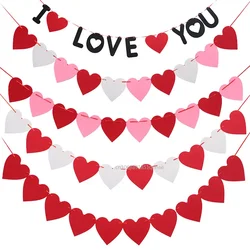 Valentine Hanging Banner Garland Bunting Red Love Heart Paper Banner Door Hanging Ornament Wedding Birthday Party Decoration
