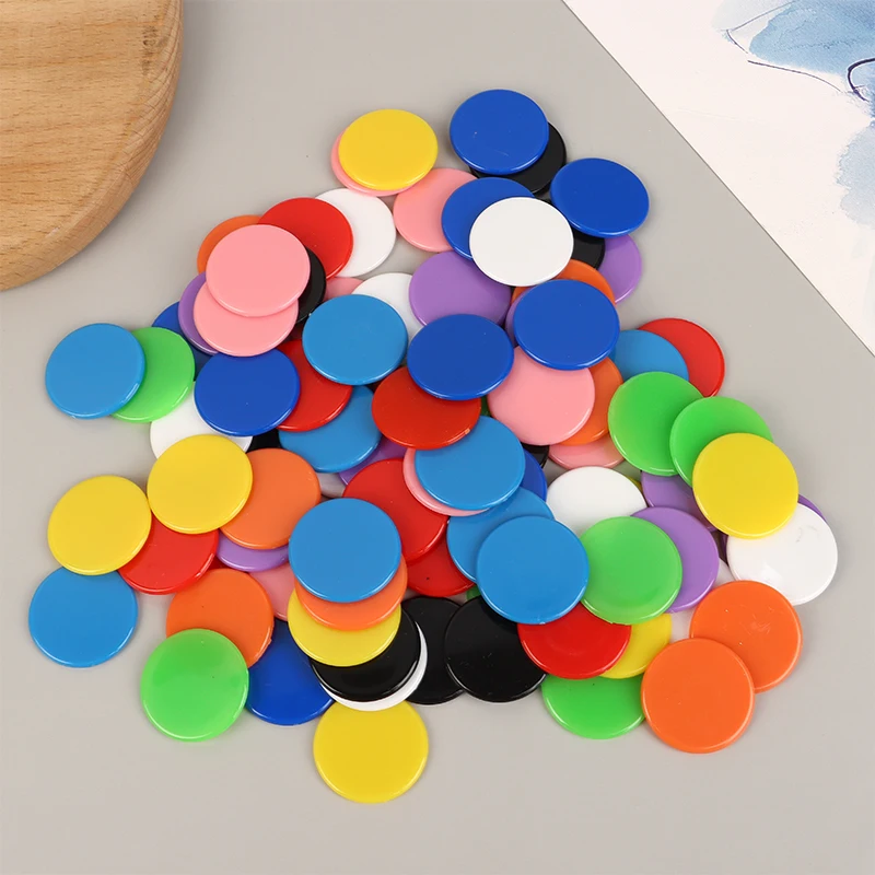 100PCS 2.5cm Montessori Learning Education Math Toys Plastic Poker Chips Bingo Chip Markers Token Family Club Party Toy 10Colors