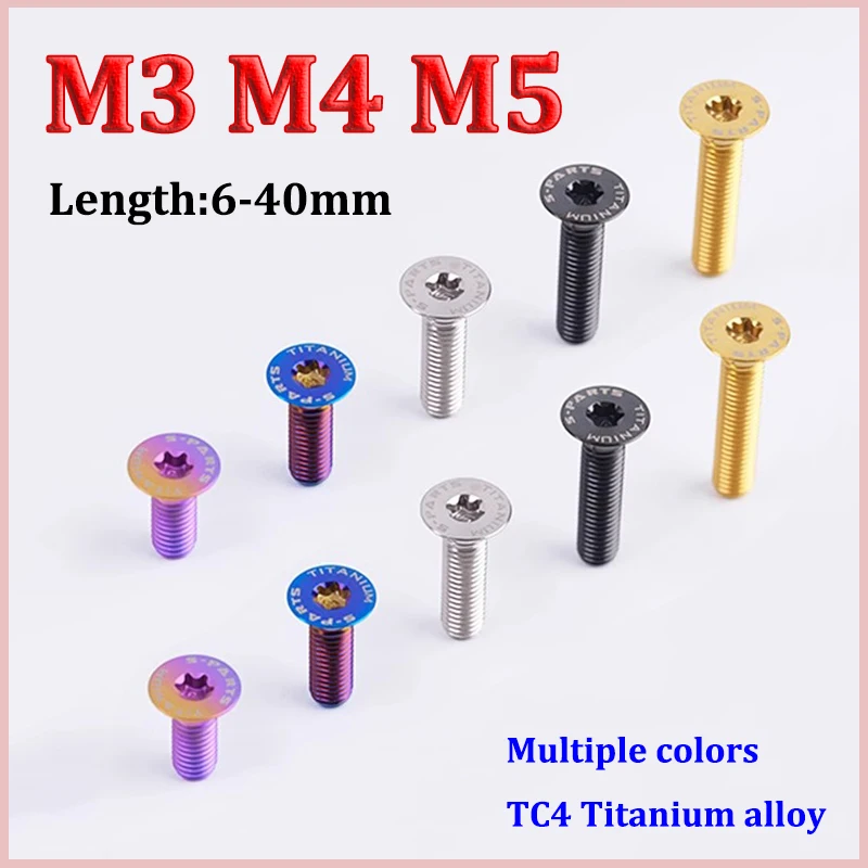 2 Stück Titan-Schrauben M3 M4 M5 x 6 8 10 12 14 16 18 20 25 30 35 40mm Innensechskant-Flachkopfschrauben für Fahrradzubehör