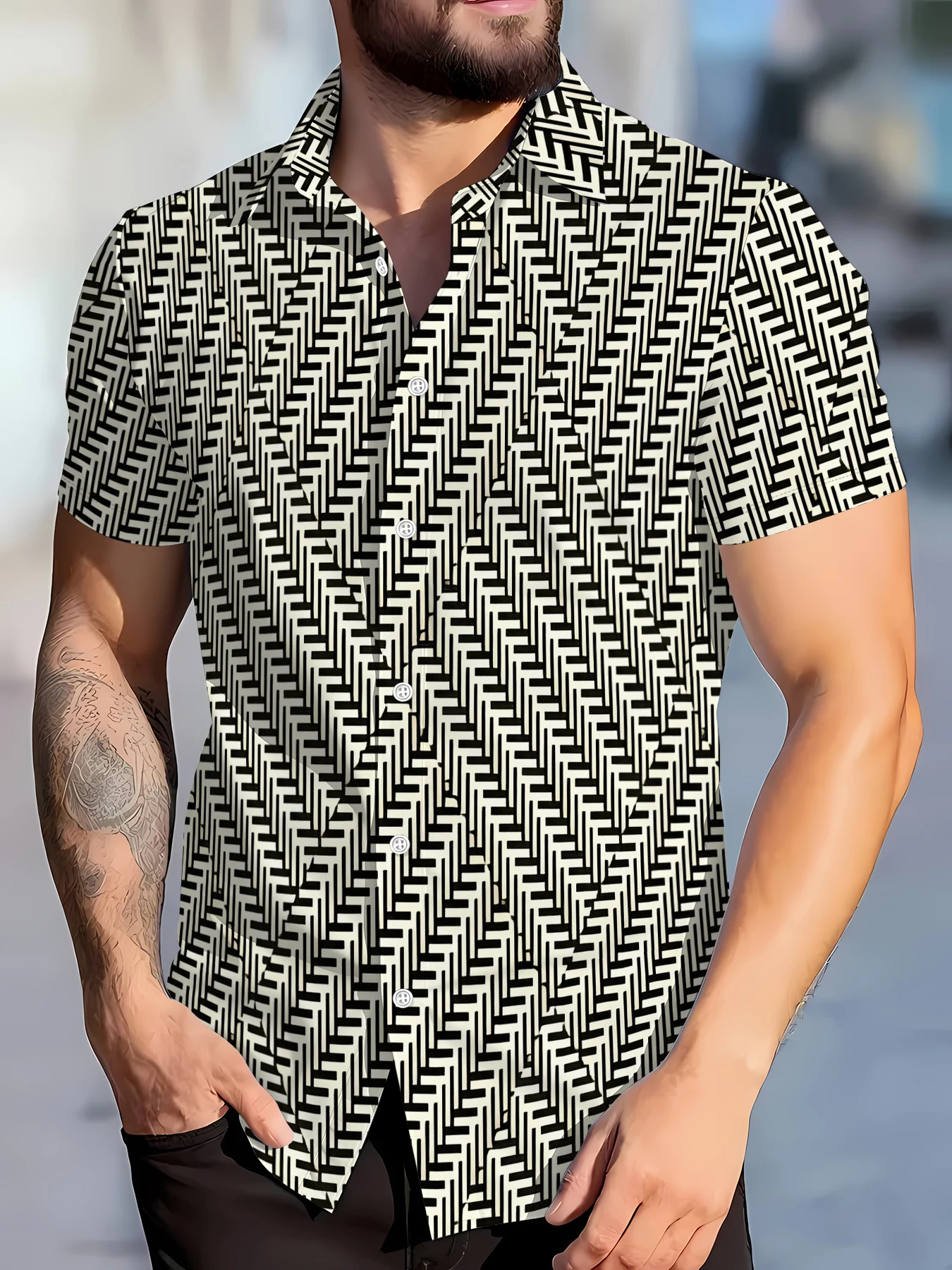 

2026 Summer Men's Shirt - 3D Printed Design Breathable and Sweat-Wicking Casual and Fashionable Men's Clothing