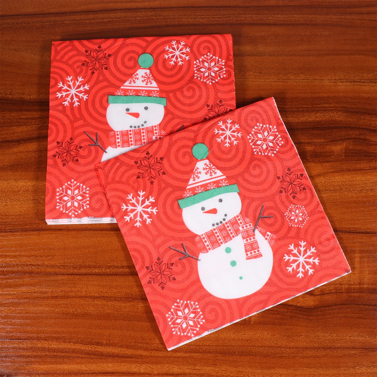 50 個のクリスマス雪だるま使い捨てナプキン鮮やかな色愛らしいグラフィック安全な使用クリスマスパーティーディナーティッシュ