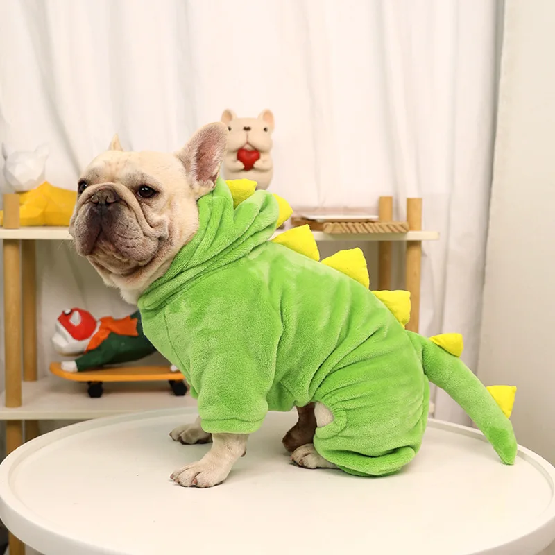 Facecloth Quirky Dinosaur Pet Transformers Thickened Warm Four Legged Suit Dog Jumpsuits French Bulldog Schnauzer Dog Clothes