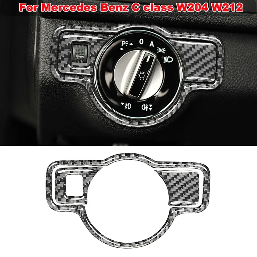 

Interior Real Carbon Fiber Sticker Cover Headlight switch Sticker For Mercedes Benz C class W204 W212 2007-2014 Car Accessory