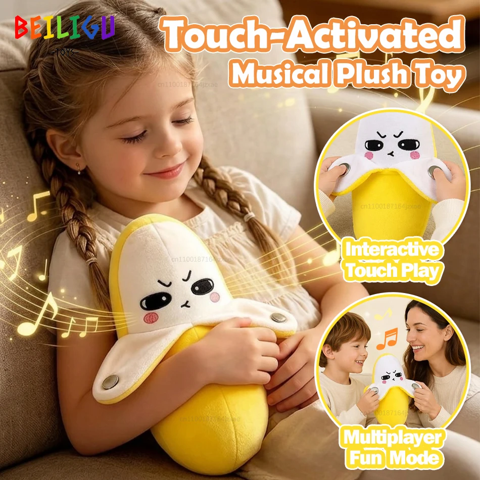 Baby Montessori Musical Plush Banana Rhythm Piano Game Touch Sensory Educational Parent-child Interactive Toy for Children Gift