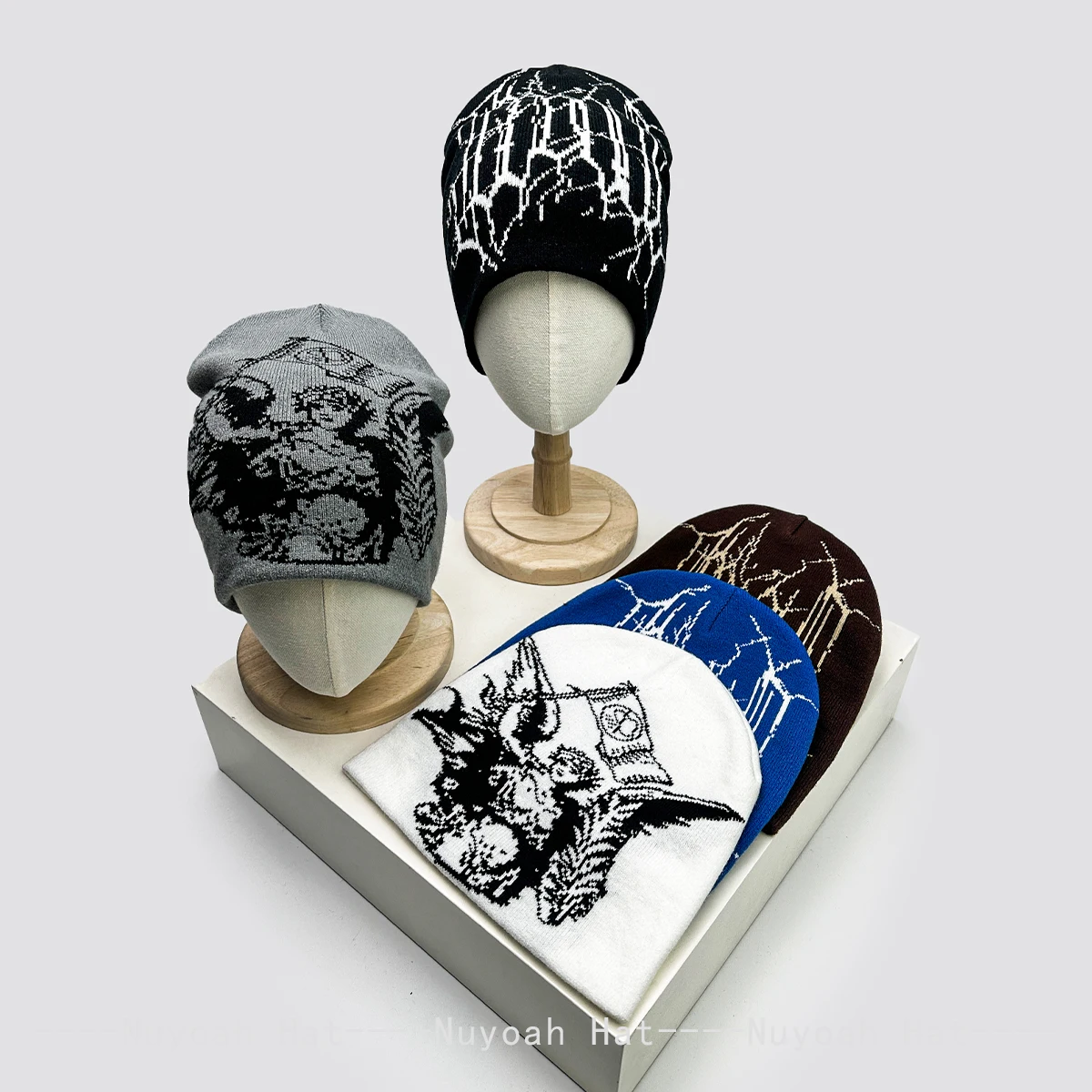 

New Men Women Hip-hop Jacquard Pattern Spider Web Knitted Hats Warm Dark Style Fashion Personal Beanies Versatile Street Dance