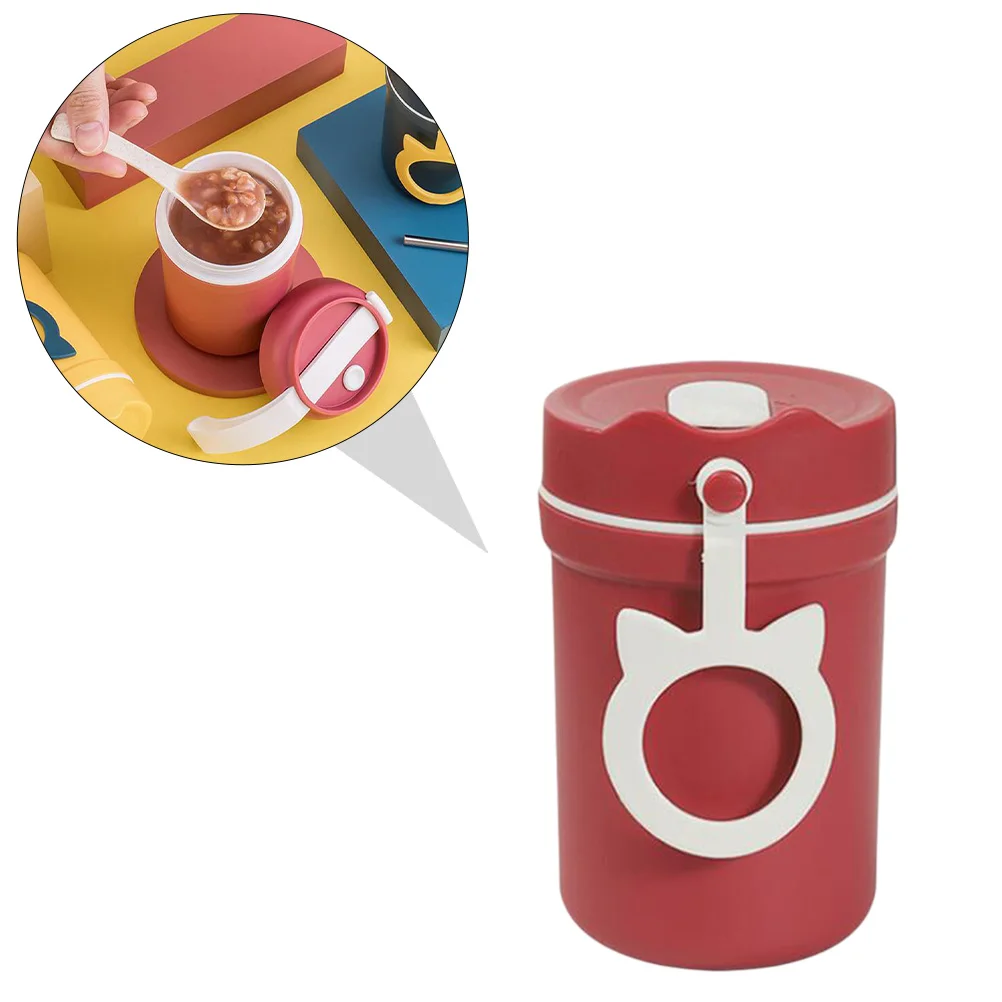 

Insulated Water Cup 330ml Deep Red Double Layer Thermal Mug Spoon Straw Portable Leak Proof Heat Insulation Bottle Students Home