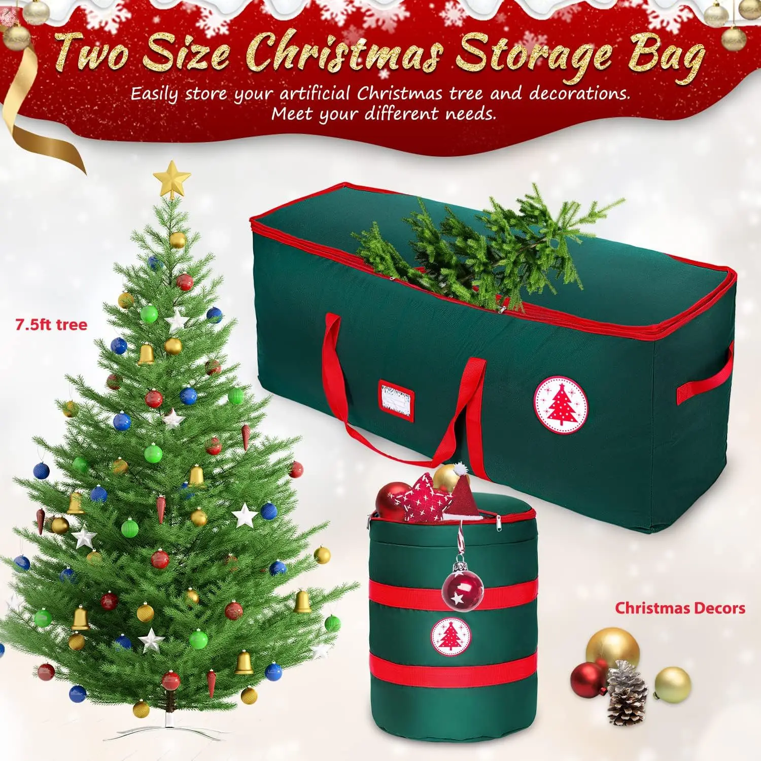 Christmas Tree Storage Bag Waterproof Durable Christmas Tree Organizer 600D Oxford No Christmas Tree With Strong Handles