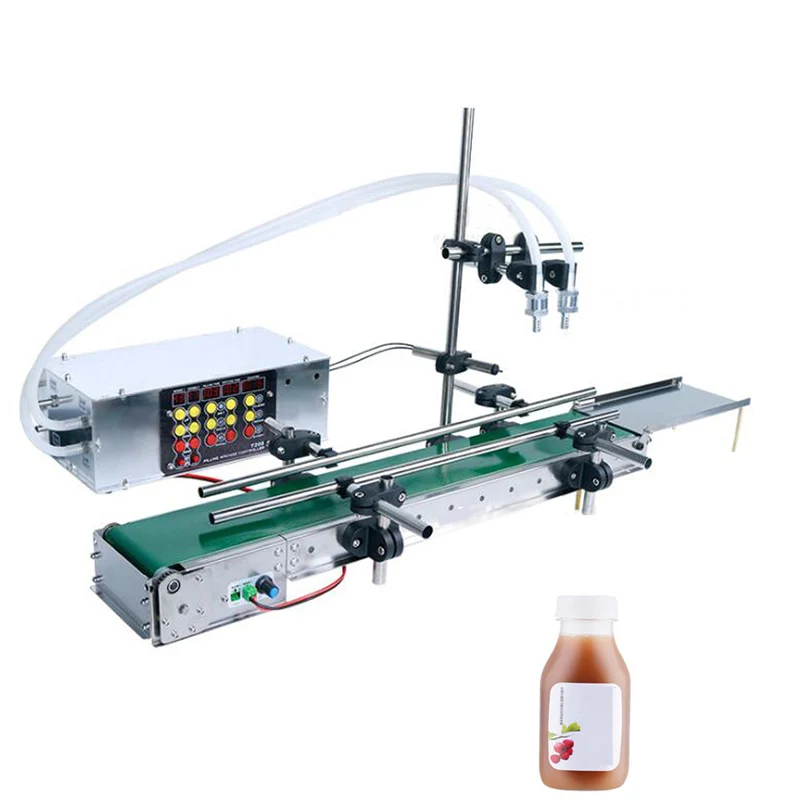 تدفق كبير حزام ناقل أوتوماتيكي مزدوج الرأس آلة تعبئة السوائل تحسس عالية الدقة 3L في الدقيقة كمية كبيرة من الحشو