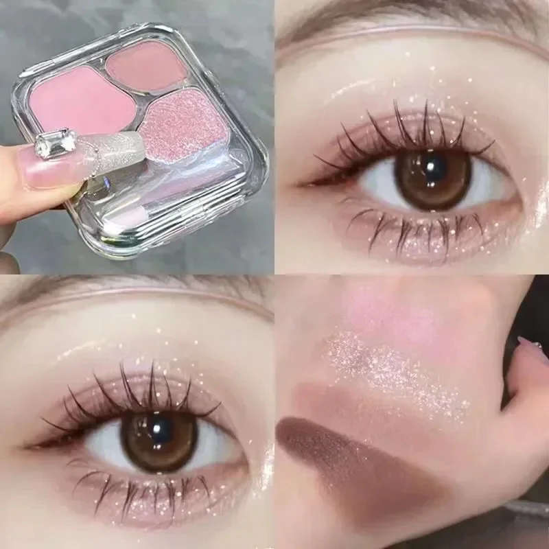 4Color Glitte Eyeshadow Palette Blush Eyeliner Eyeshadow Highlight Contour Palette Eyes Makeup Cute Beauty Cosmetics